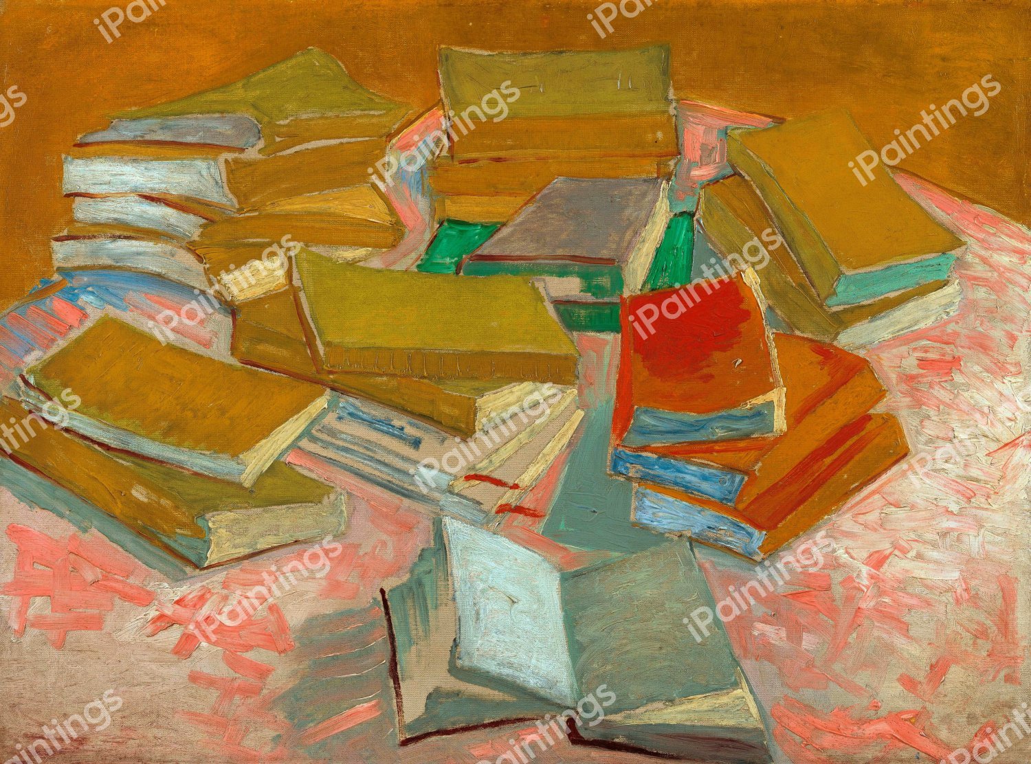 Piles of French Novels. The painting by Vincent Van Gogh