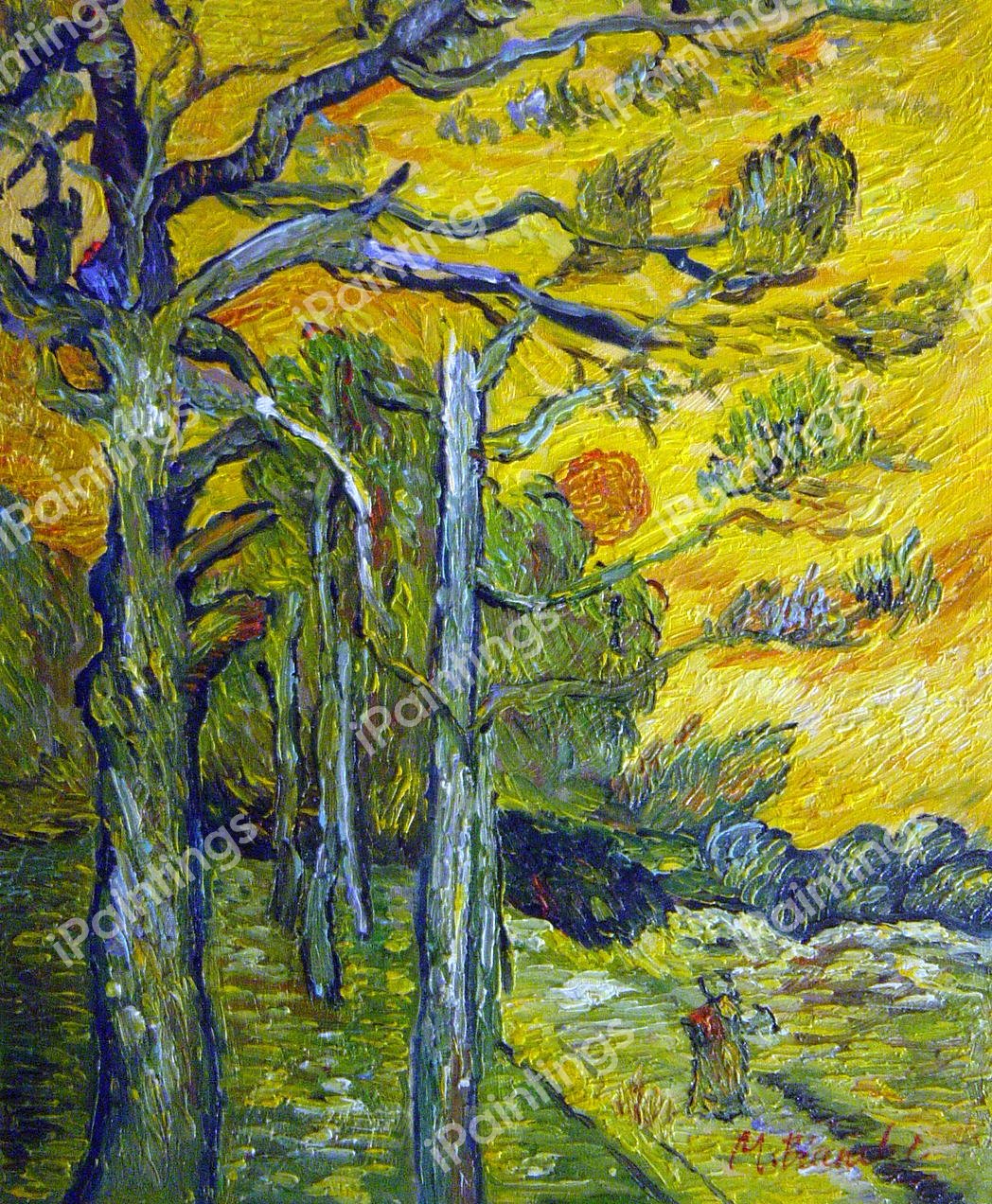 Pine Trees Against An Evening Sky. The painting by Vincent Van Gogh
