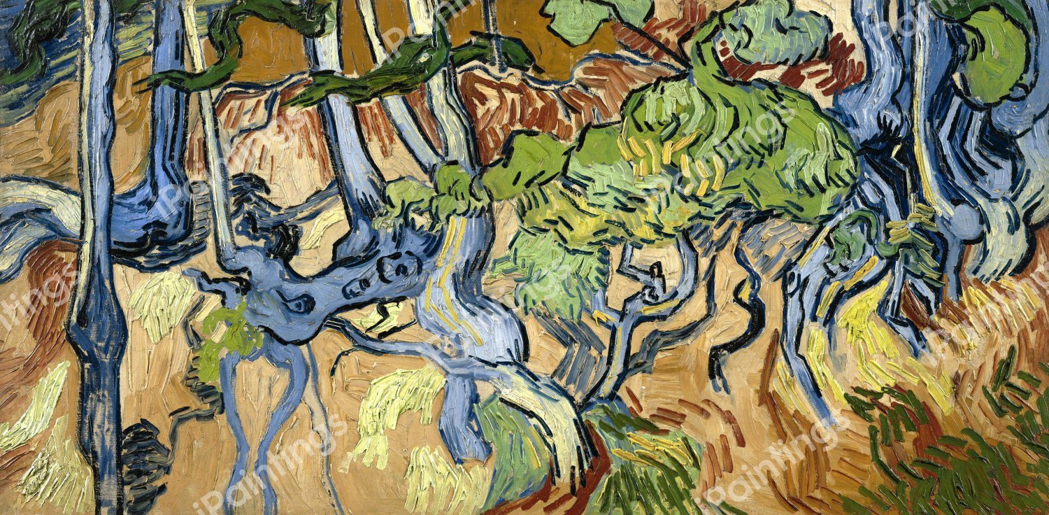 Roots and Tree Trunks. The painting by Vincent Van Gogh