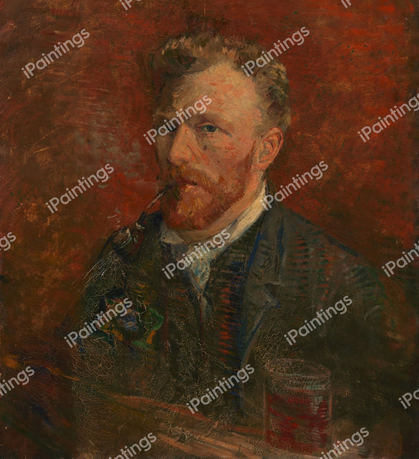 Self-Portrait with Glass. The painting by Vincent Van Gogh