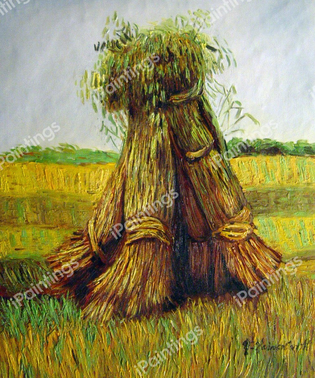 Sheaves Of Wheat In A Field. The painting by Vincent Van Gogh