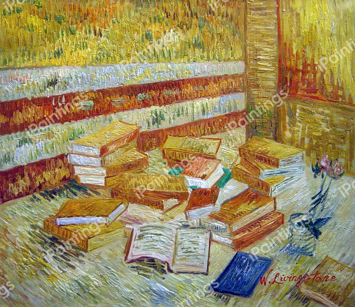 Still Life With French Novels And Glass With Rose. The painting by Vincent Van Gogh