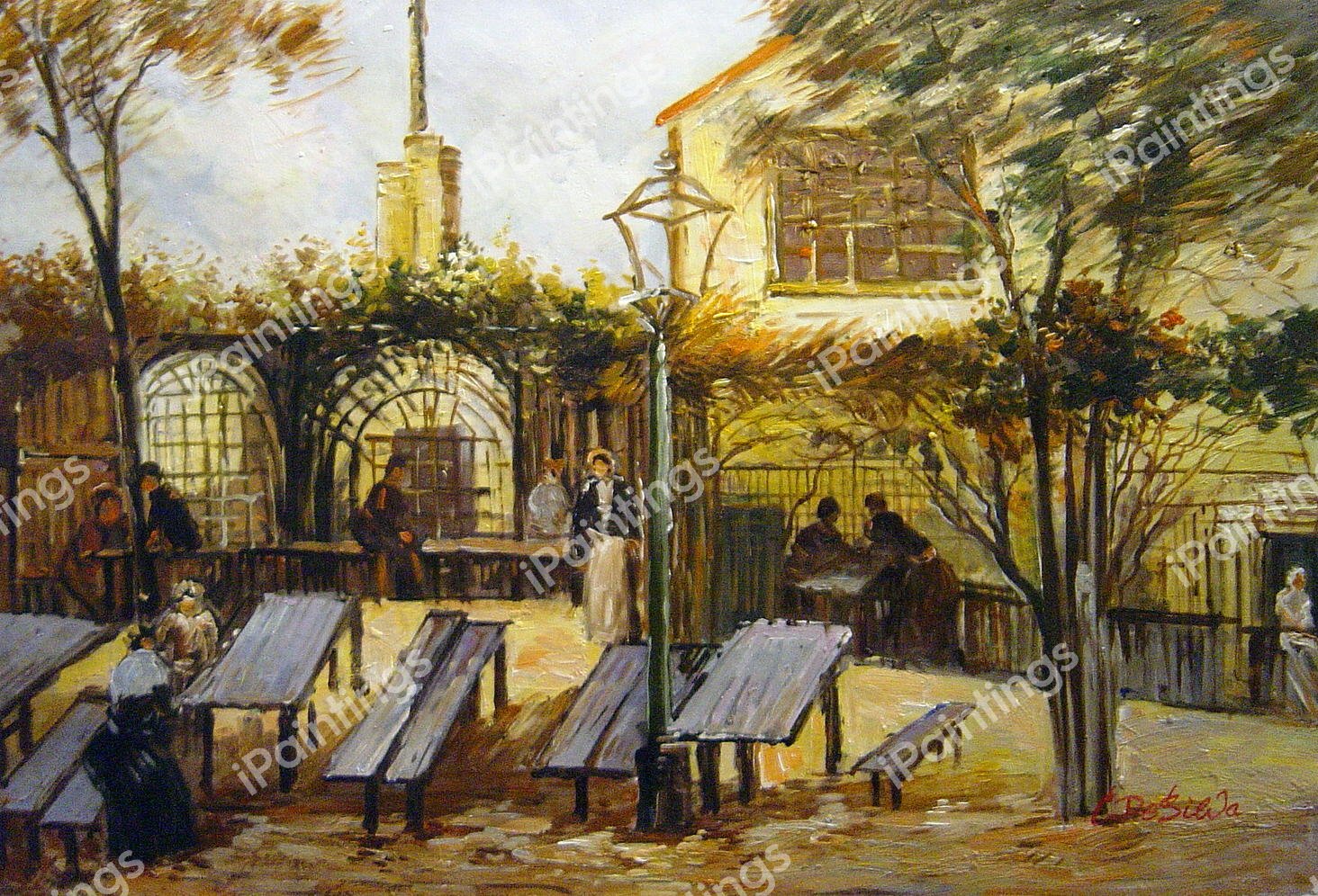 Terrace Of The Cafe La Guinguuette. The painting by Vincent Van Gogh