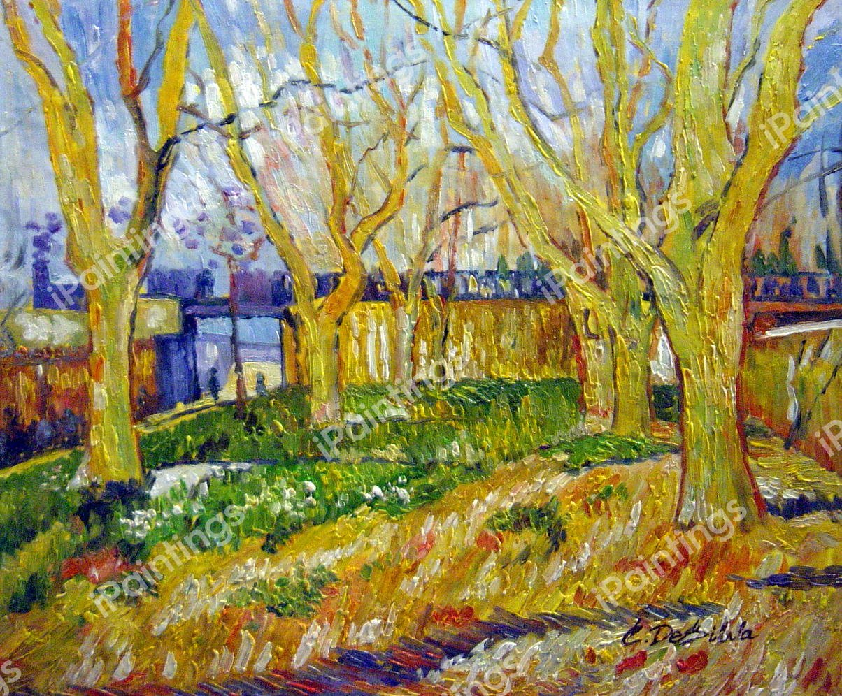 The Avenue Of Plane Trees Near Arles Station. The painting by Vincent Van Gogh