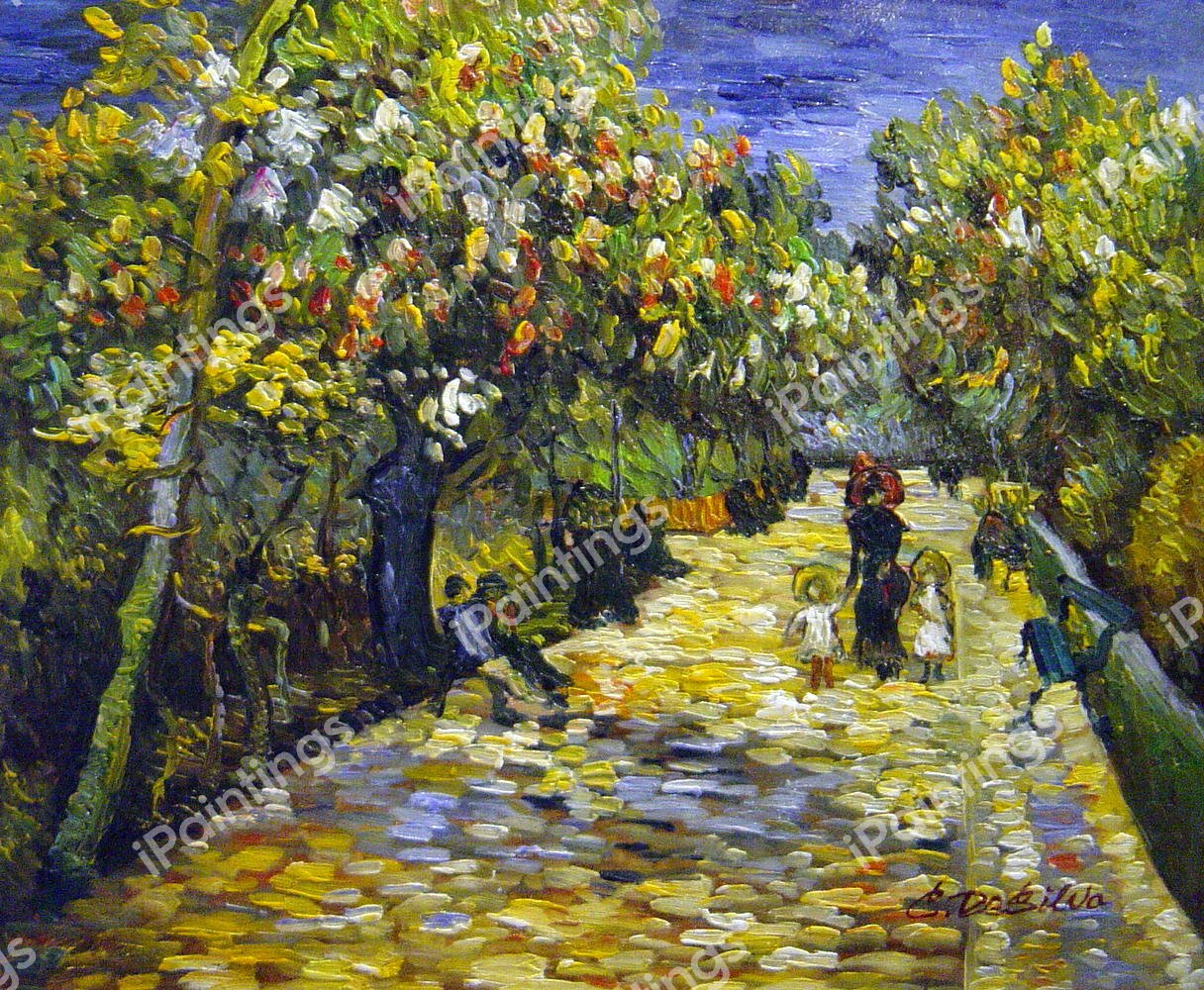 The Avenue with Flowering Chestnut Trees. The painting by Vincent Van Gogh