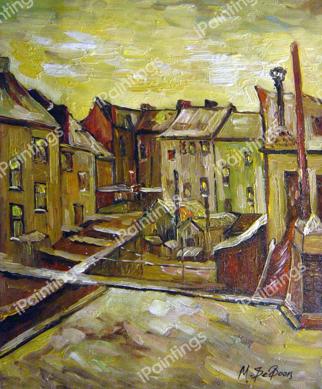 The Backyards Of Old Houses In The Snow. The painting by Vincent Van Gogh