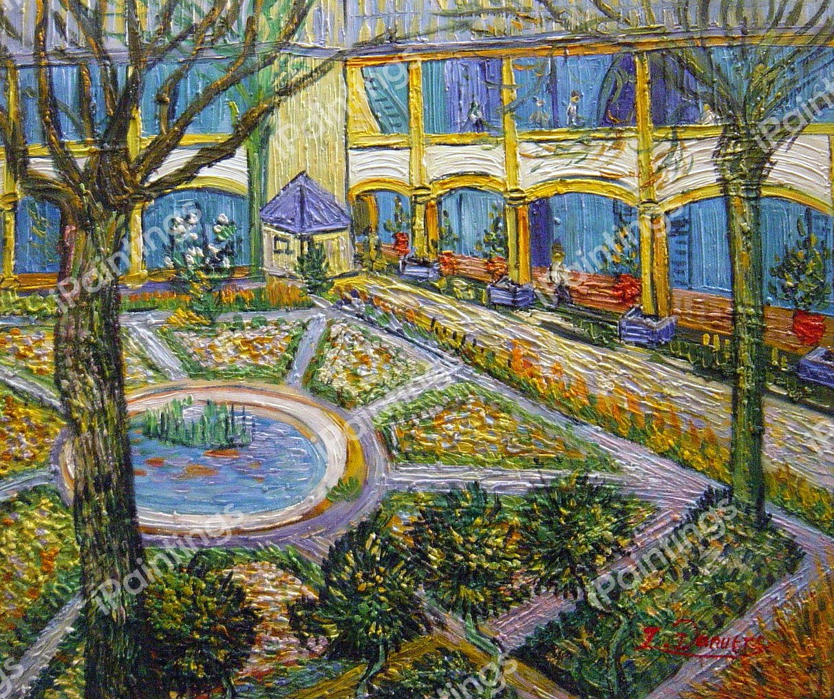 The Courtyard Of The Hospital In Arles Painting By Vincent Van Gogh Reproduction Ipaintings Com