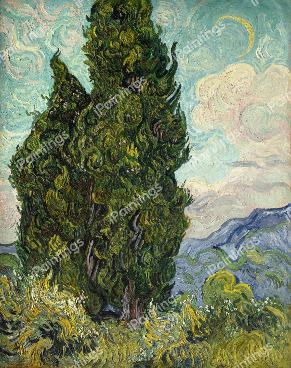 The Cypresses. The painting by Vincent Van Gogh