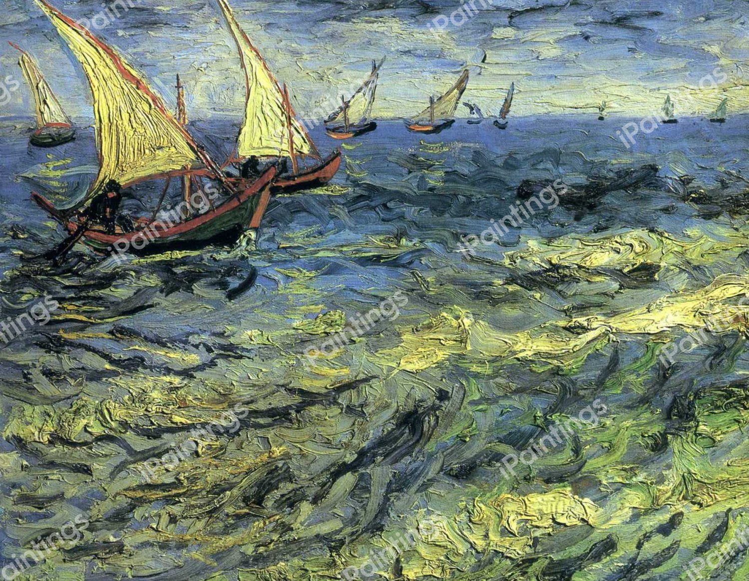 The Fishing Boats at Sea. The painting by Vincent Van Gogh