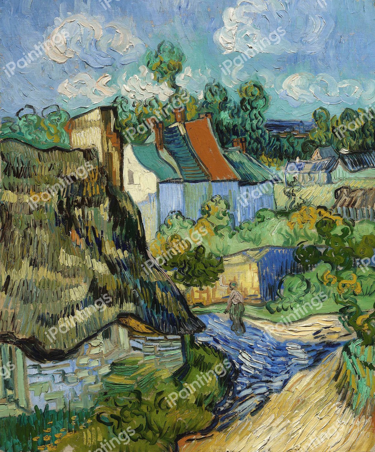 The Houses at Auvers. The painting by Vincent Van Gogh