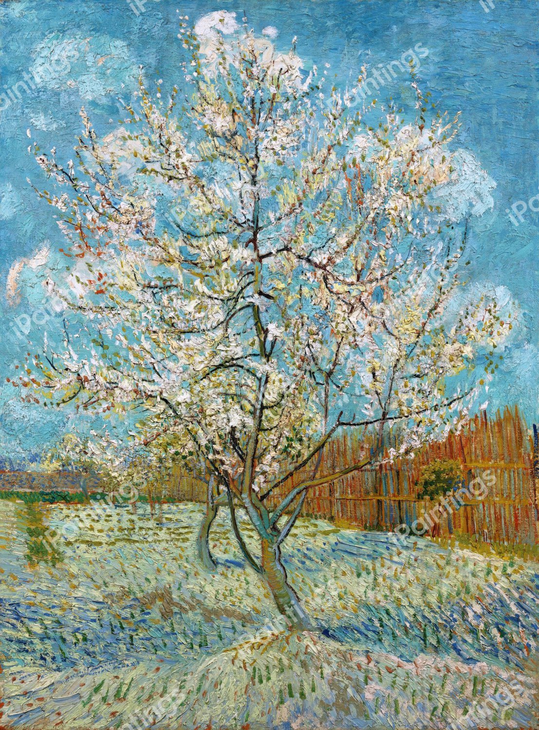 The Pink Peach Tree. The painting by Vincent Van Gogh