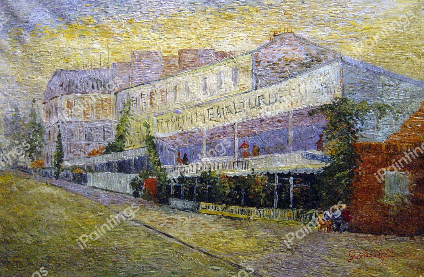 The Restaurant de la Sirene. The painting by Vincent Van Gogh