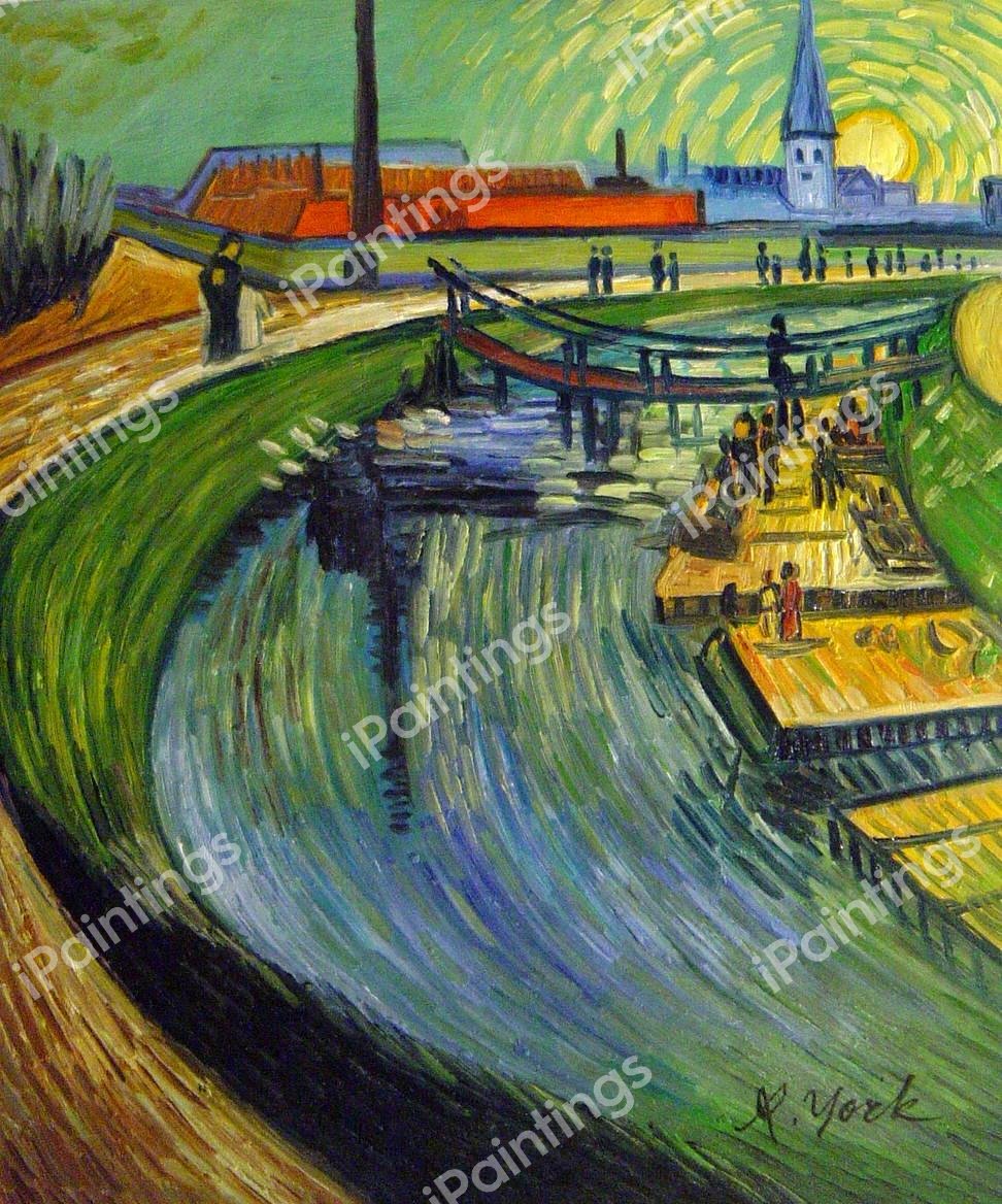 The Roubine du Roi Canal With Washerwomen. The painting by Vincent Van Gogh
