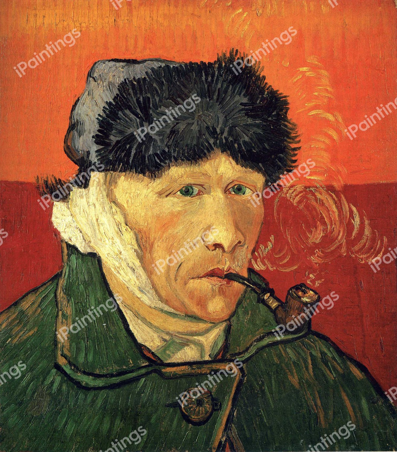 The Self Portrait with Bandaged Ear. The painting by Vincent Van Gogh