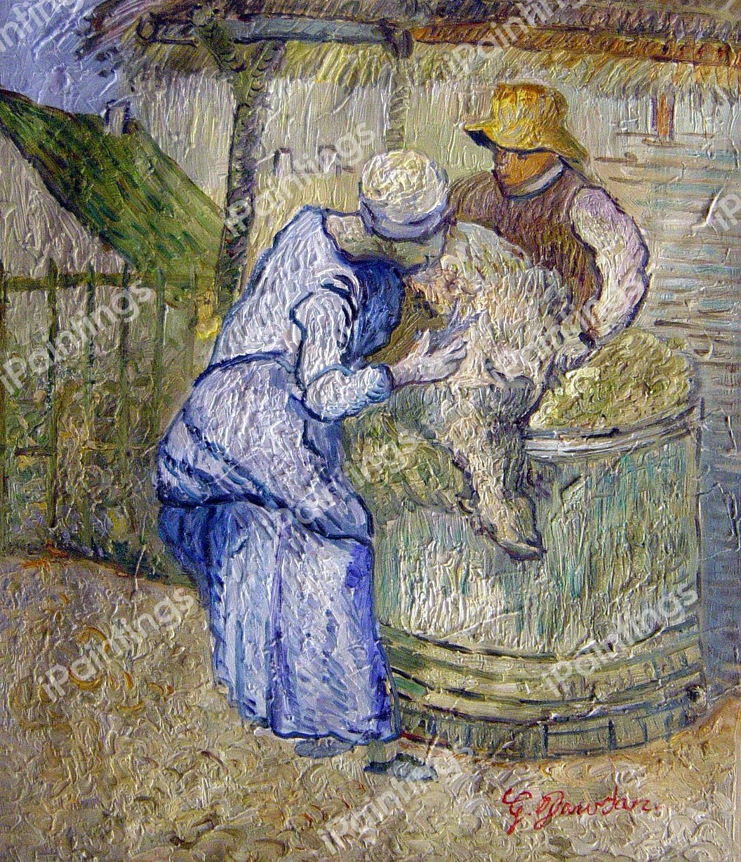 The Sheep Shearers. The painting by Vincent Van Gogh