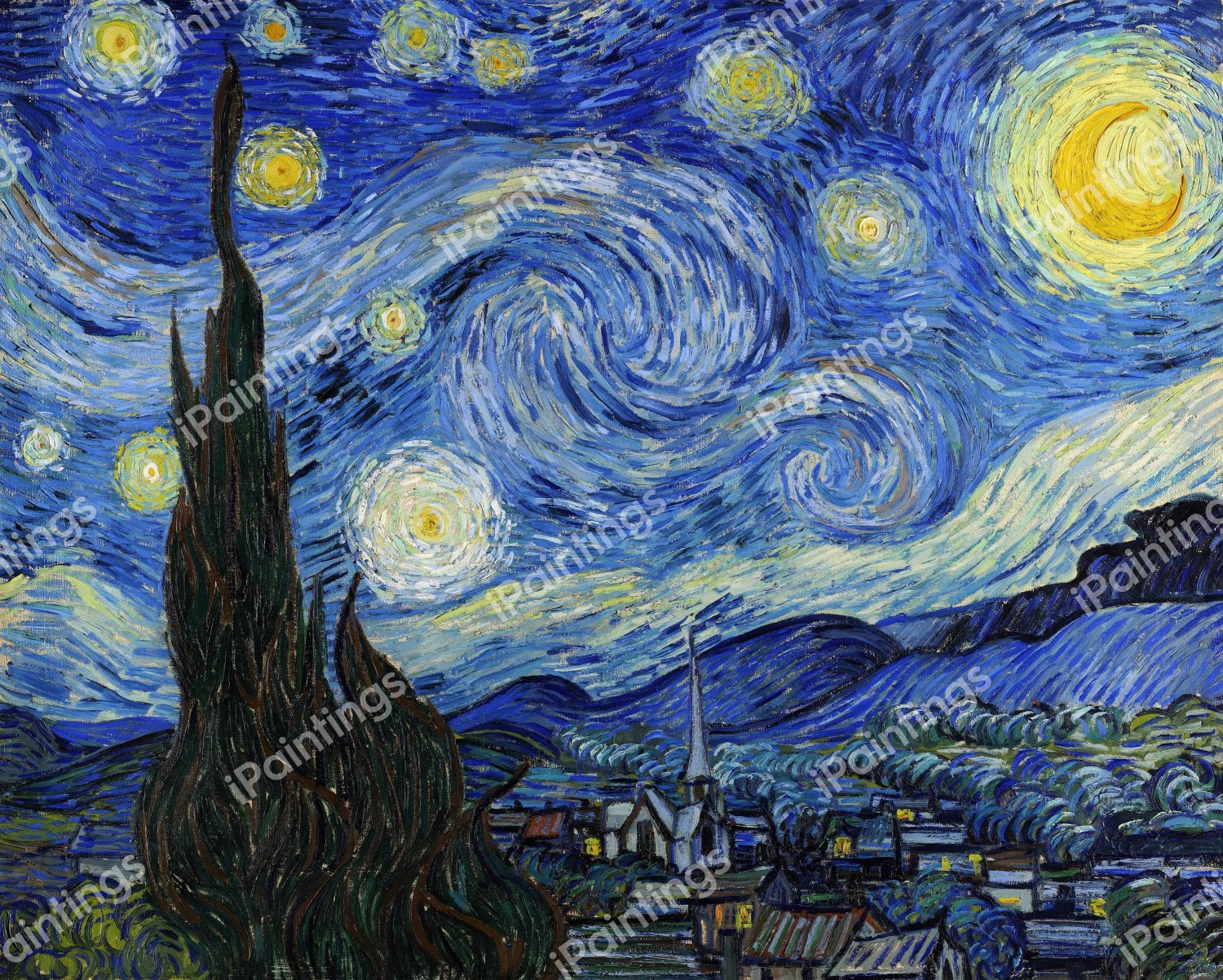 A Beautiful Starry Night. The painting by Vincent Van Gogh
