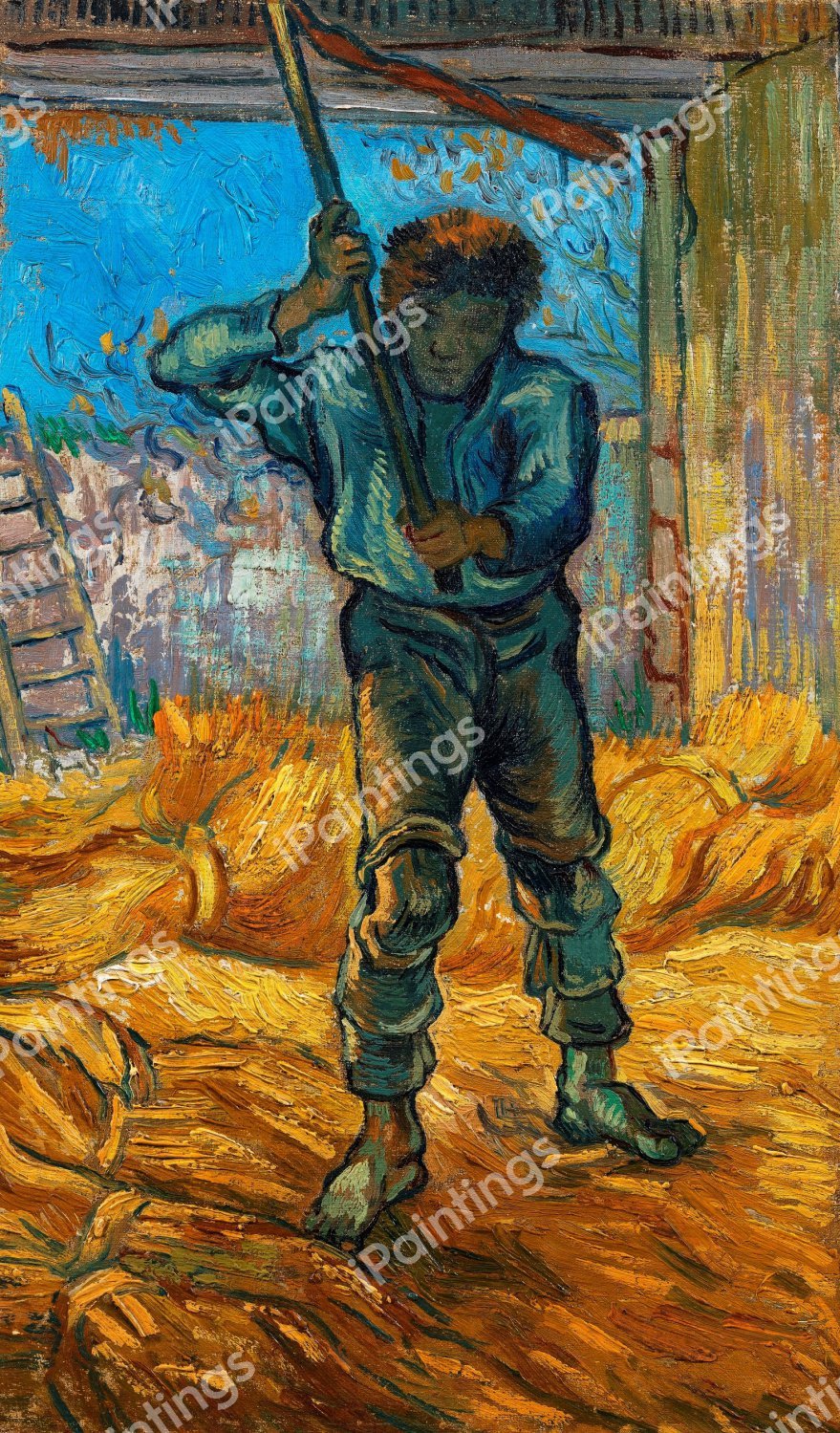 The Thresher after Millet. The painting by Vincent Van Gogh