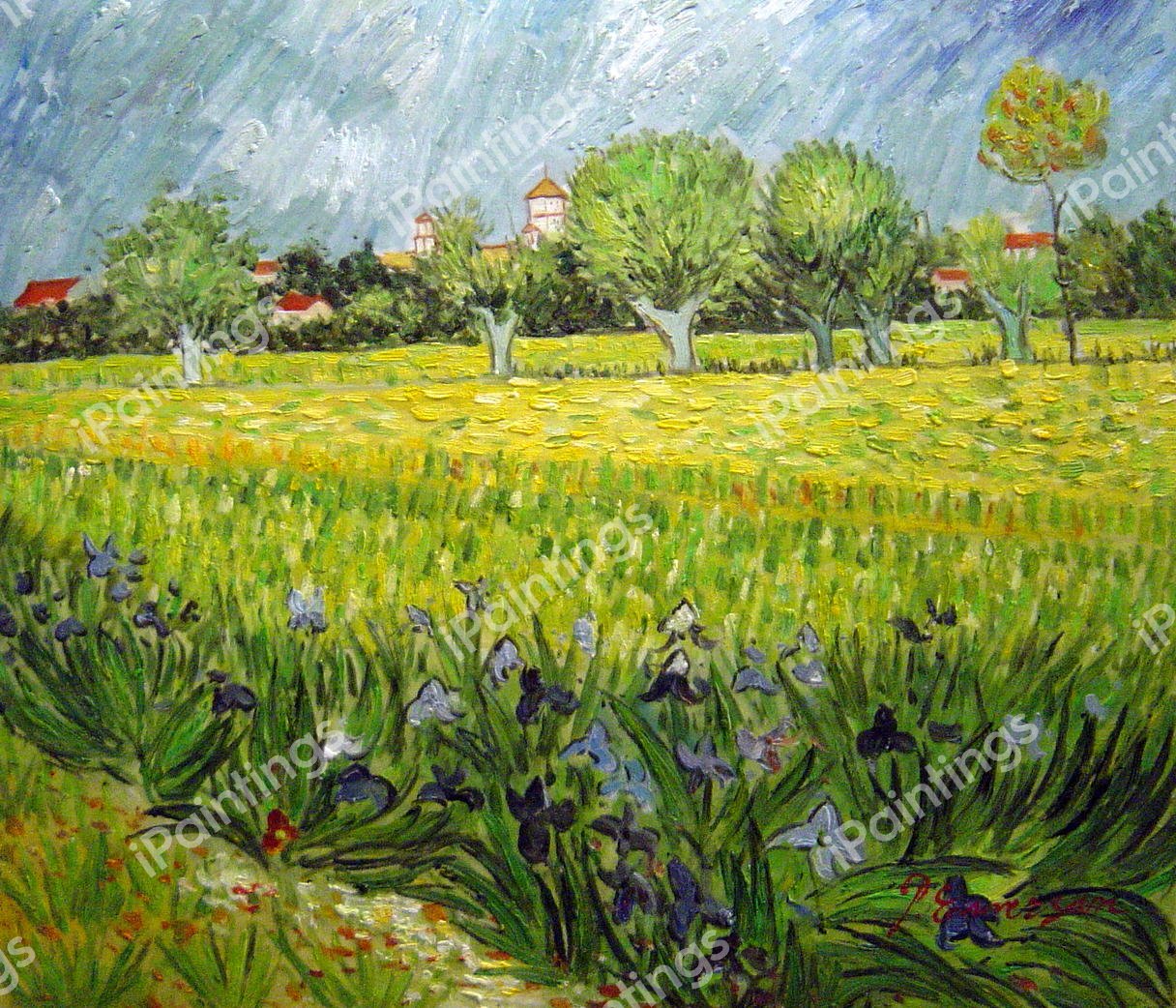 The View of Arles With Irises. The painting by Vincent Van Gogh