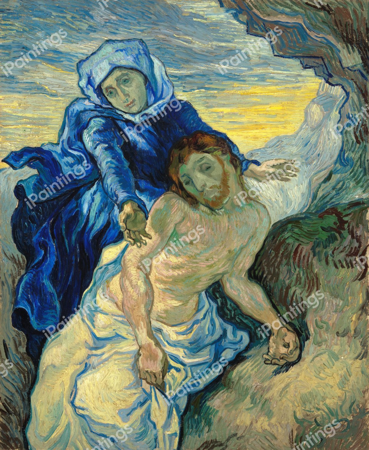 The Virgin Mary Mourning the Dead Christ (Pieta, after Delacroix). The painting by Vincent Van Gogh