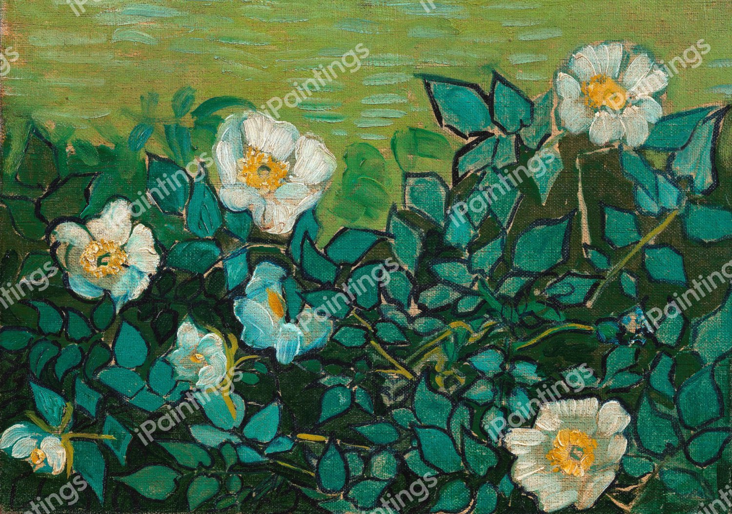 The Wild Roses. The painting by Vincent Van Gogh
