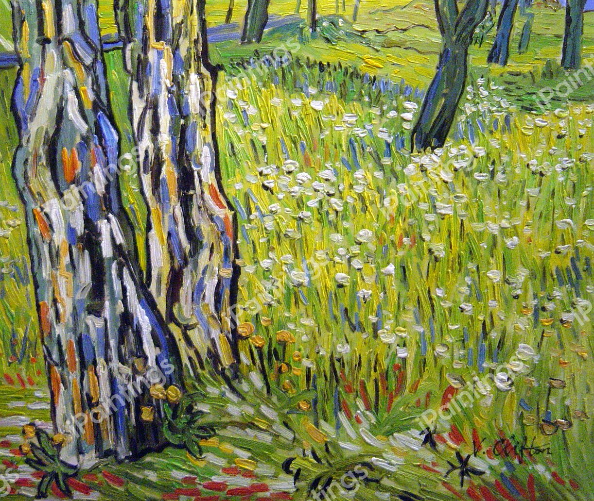 Tree Trunks In The Grass. The painting by Vincent Van Gogh