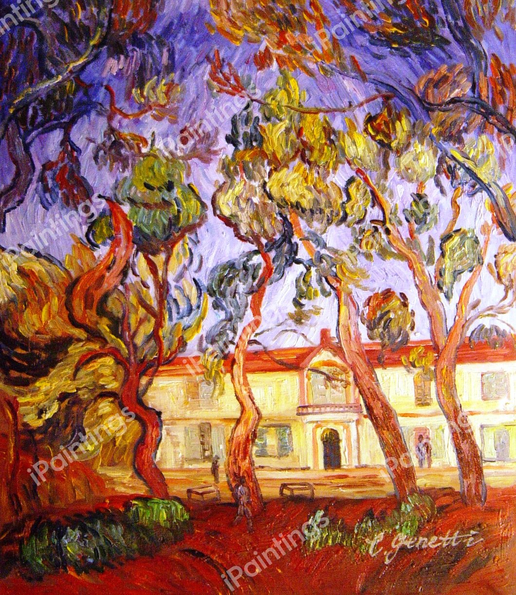 Trees In The Garden Of Saint-Paul Hospital. The painting by Vincent Van Gogh