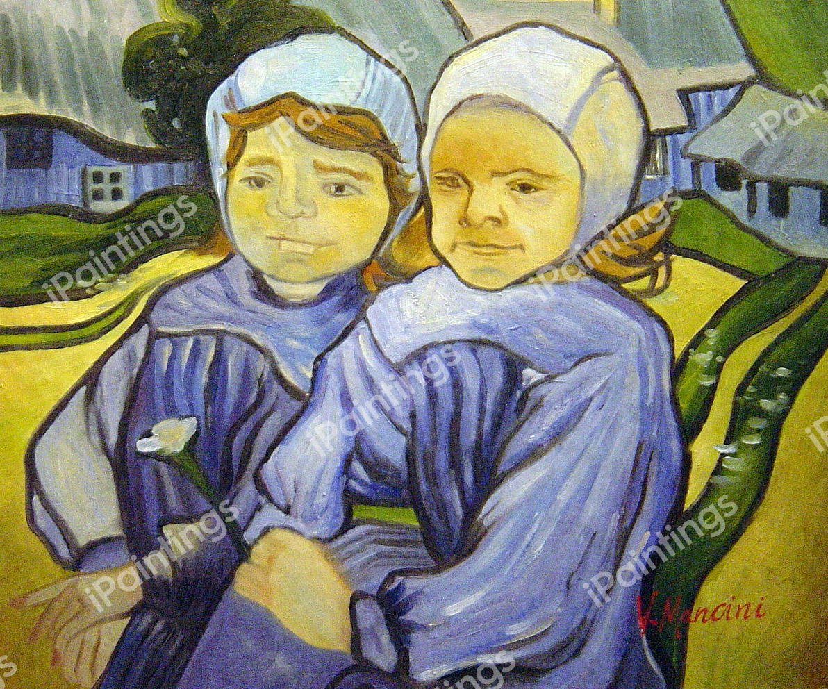 Two Little Girls. The painting by Vincent Van Gogh