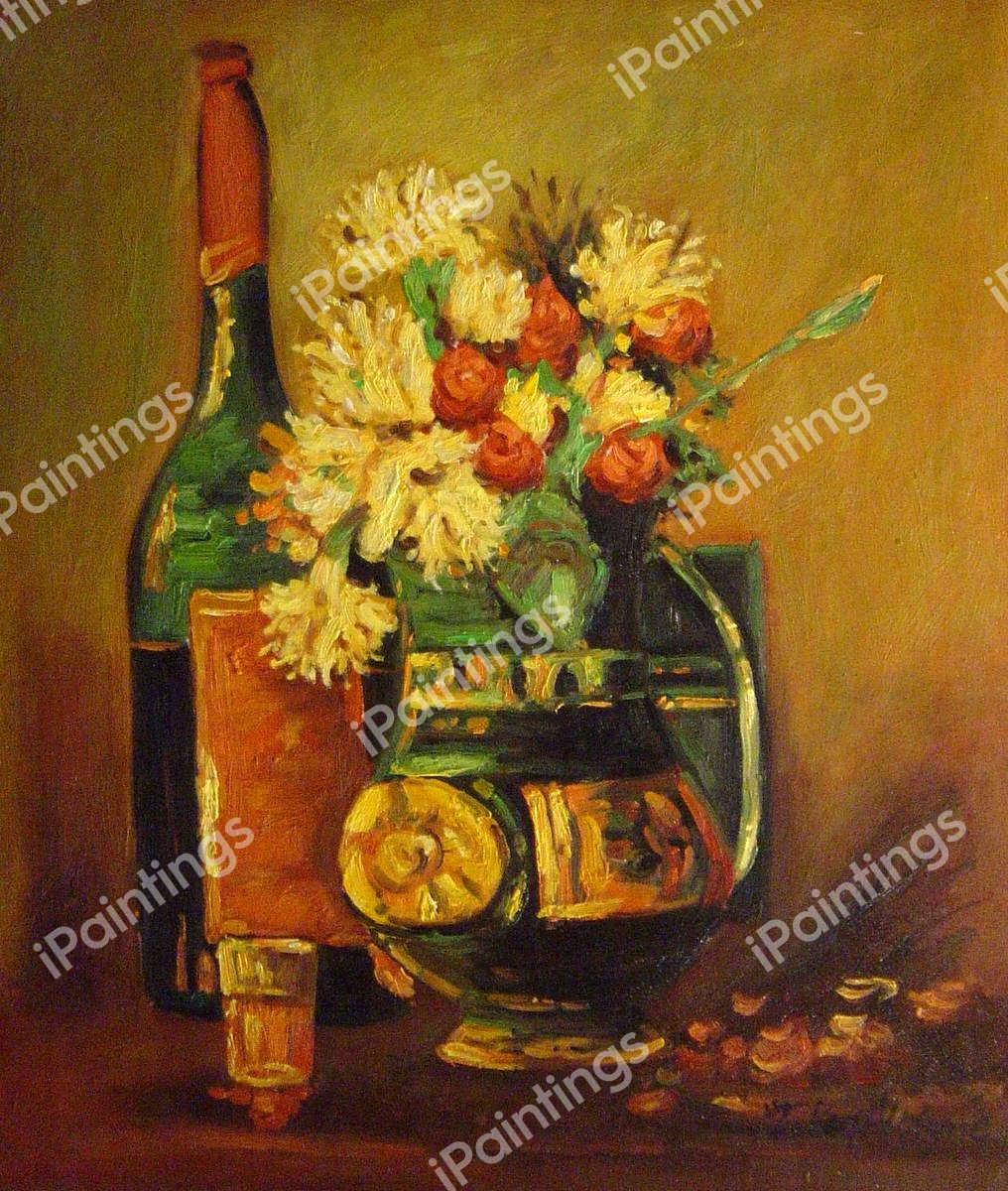 Vase With Carnations And Bottle. The painting by Vincent Van Gogh