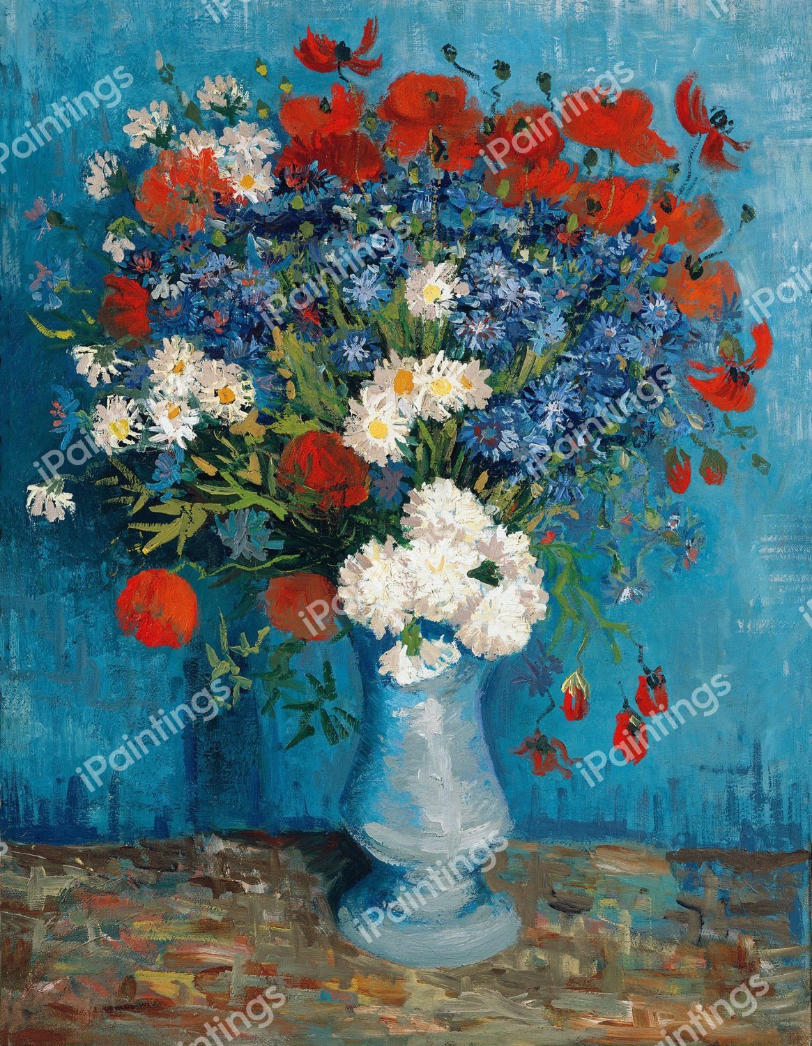 Vase with Cornflowers and Poppies. The painting by Vincent Van Gogh