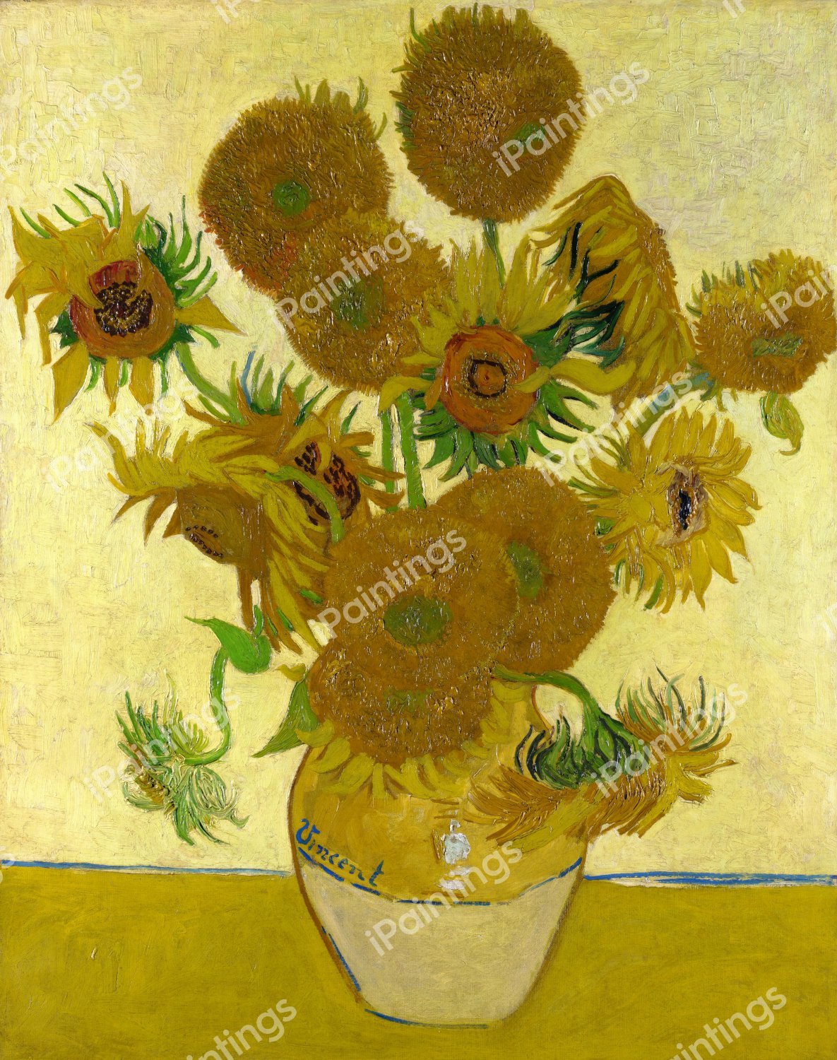 Vase with Fourteen Sunflowers. The painting by Vincent Van Gogh