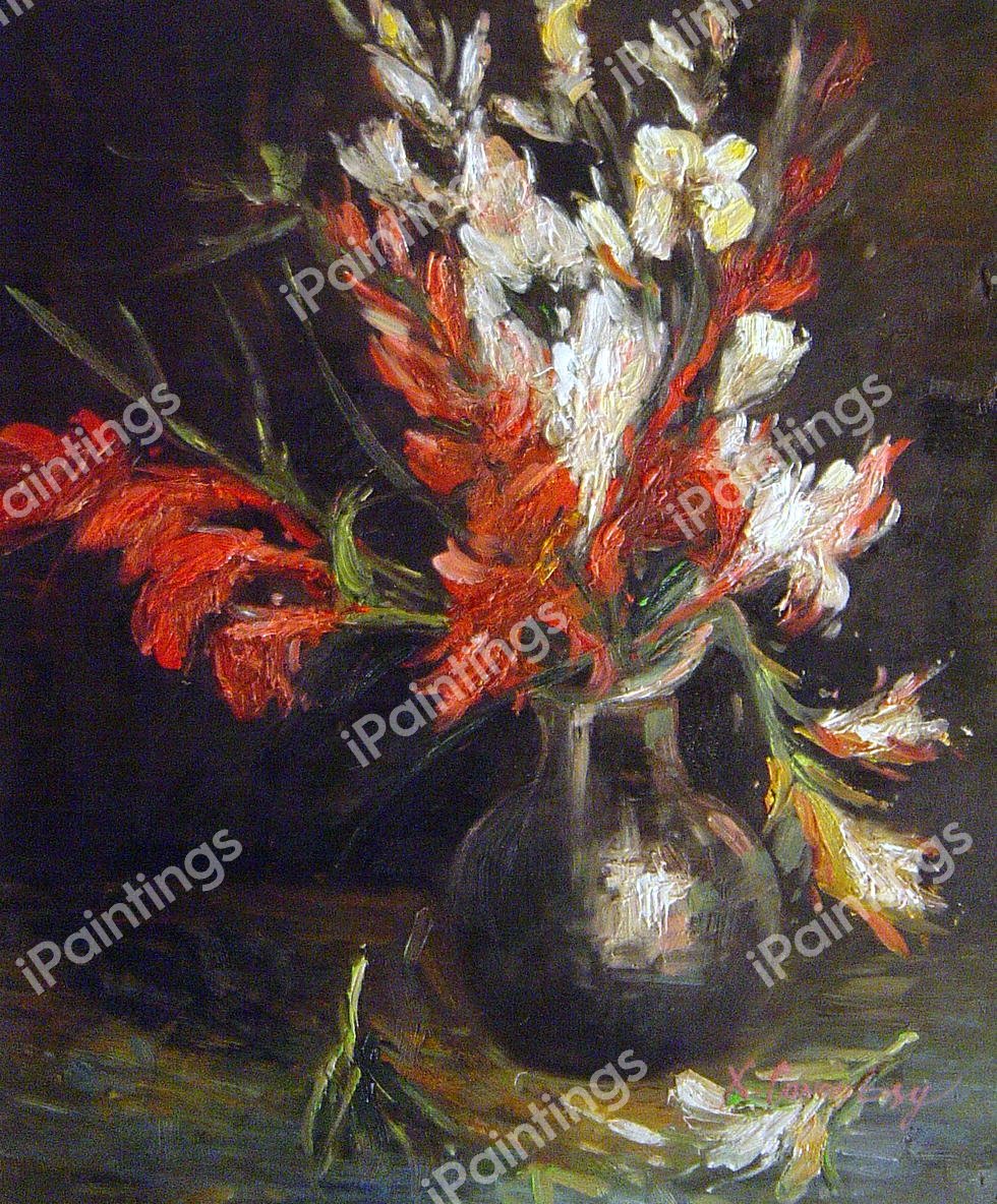 Vase With Gladiolas. The painting by Vincent Van Gogh