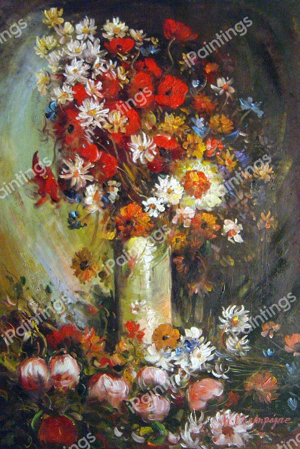 Vase with Poppies, Peonies and Mums. The painting by Vincent Van Gogh