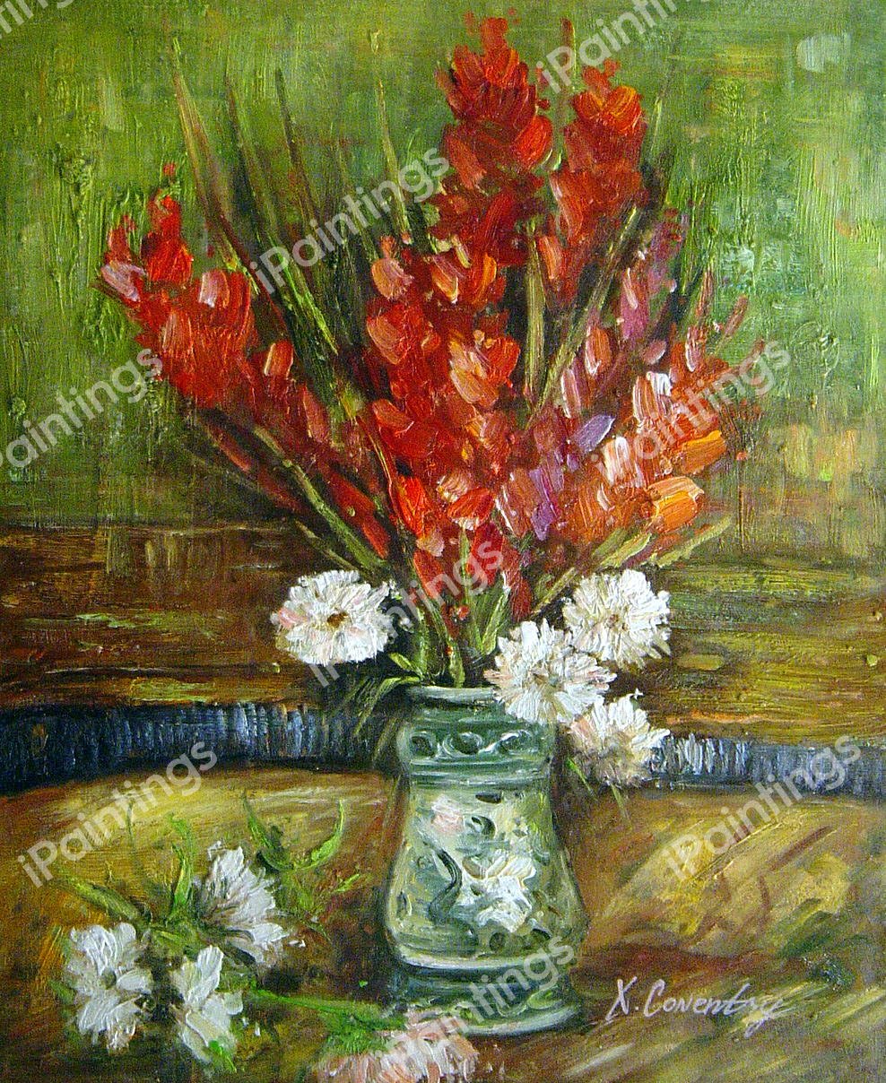 Vase With Red Gladiolas. The painting by Vincent Van Gogh