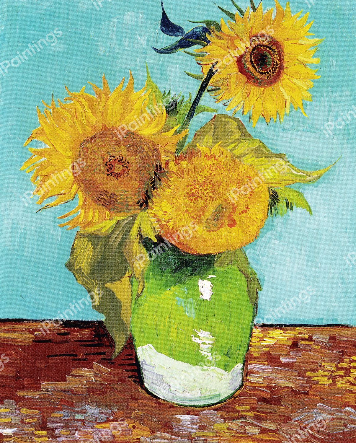 Vase with Three Sunflowers Painting by Vincent Van Gogh Reproduction Vase with Three Sunflowers Painting by Vincent Van Gogh Reproduction
