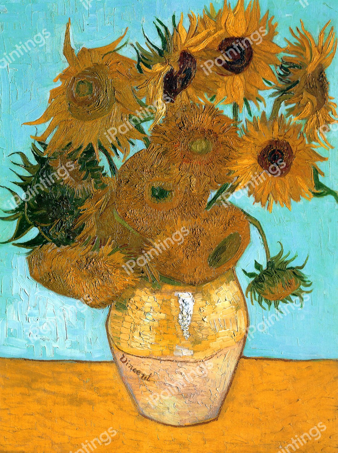 Vase with Twelve Sunflowers. The painting by Vincent Van Gogh