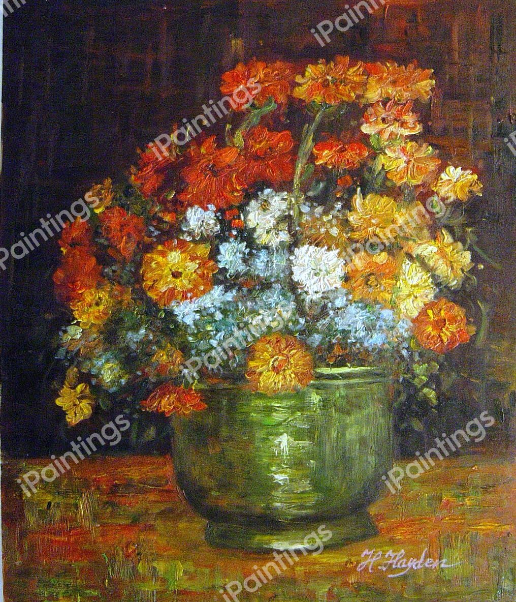 Vase With Zinnias. The painting by Vincent Van Gogh