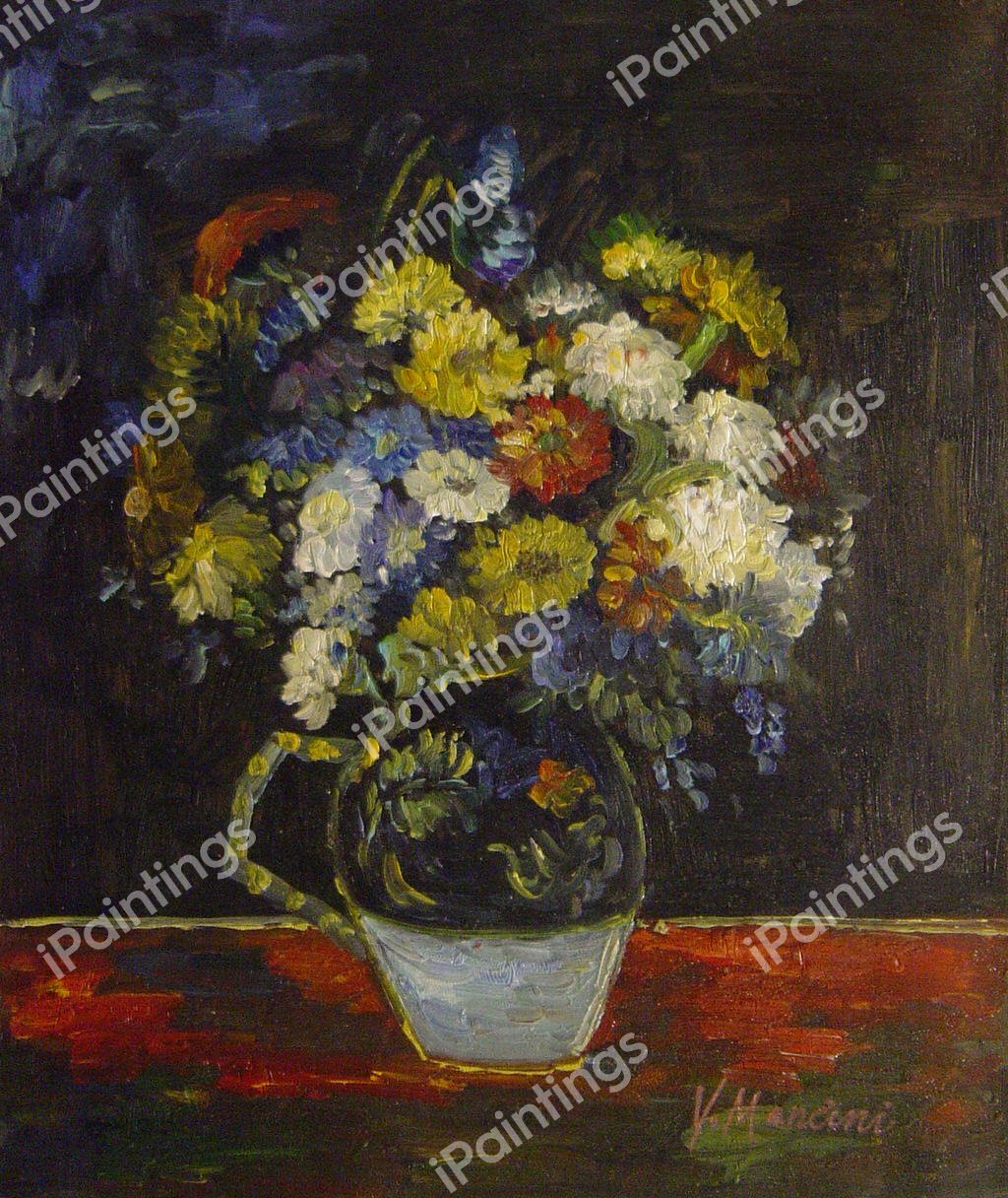 Vase With Zinnias. The painting by Vincent Van Gogh