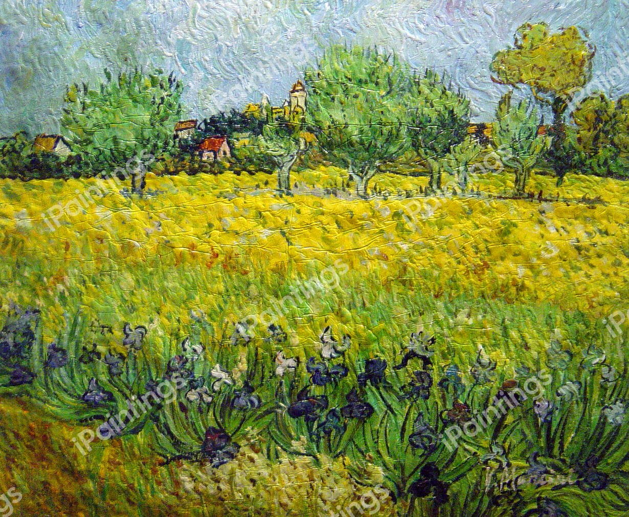 View Of Arles With Irises. The painting by Vincent Van Gogh