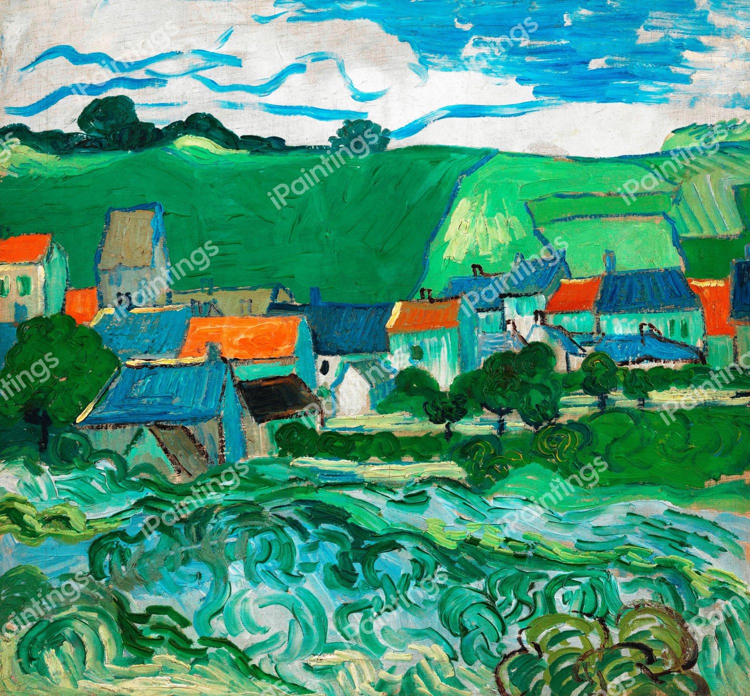 View of Auvers. The painting by Vincent Van Gogh