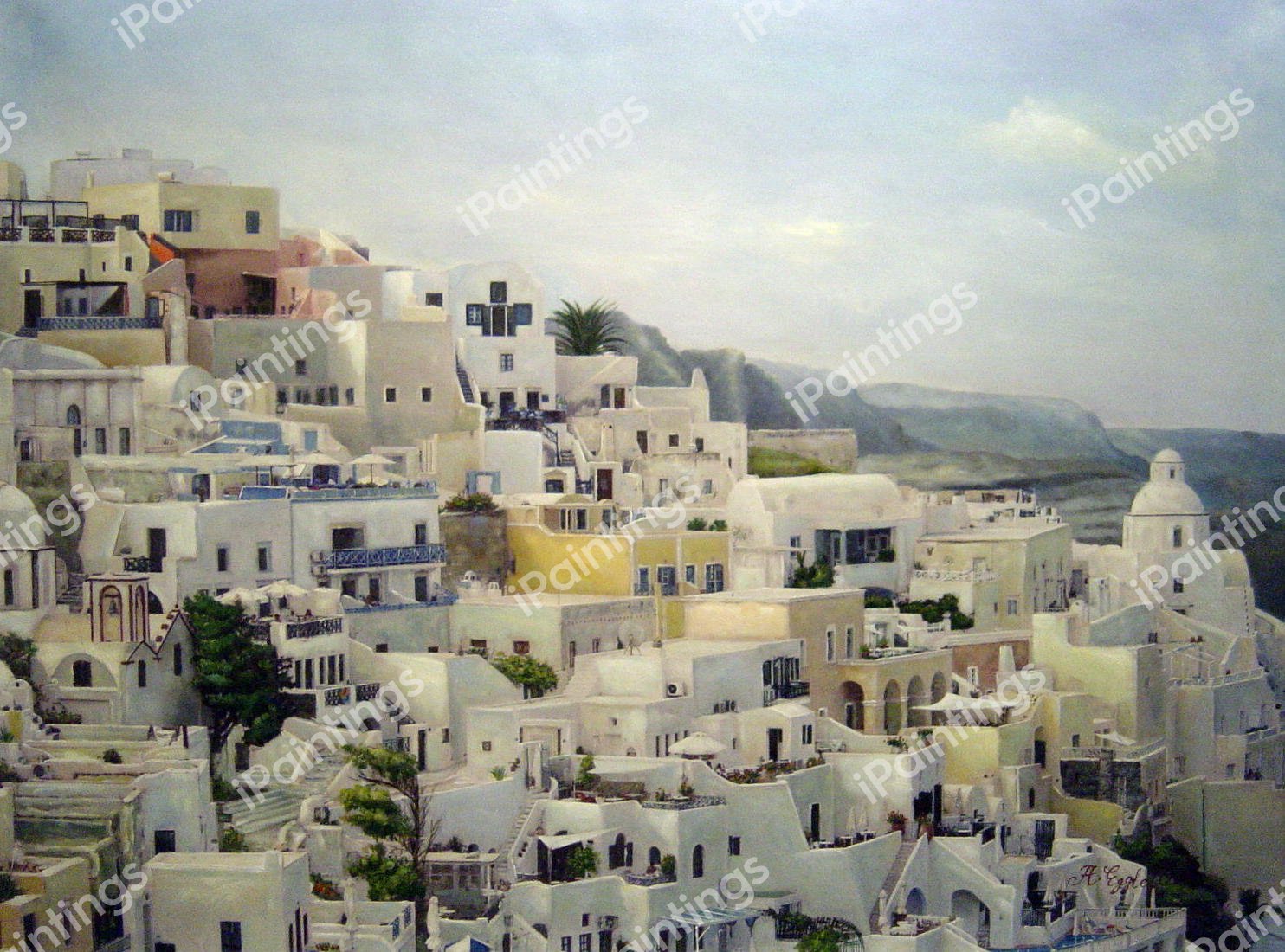 Vista Of Santorini, Greece. The painting by Our Originals