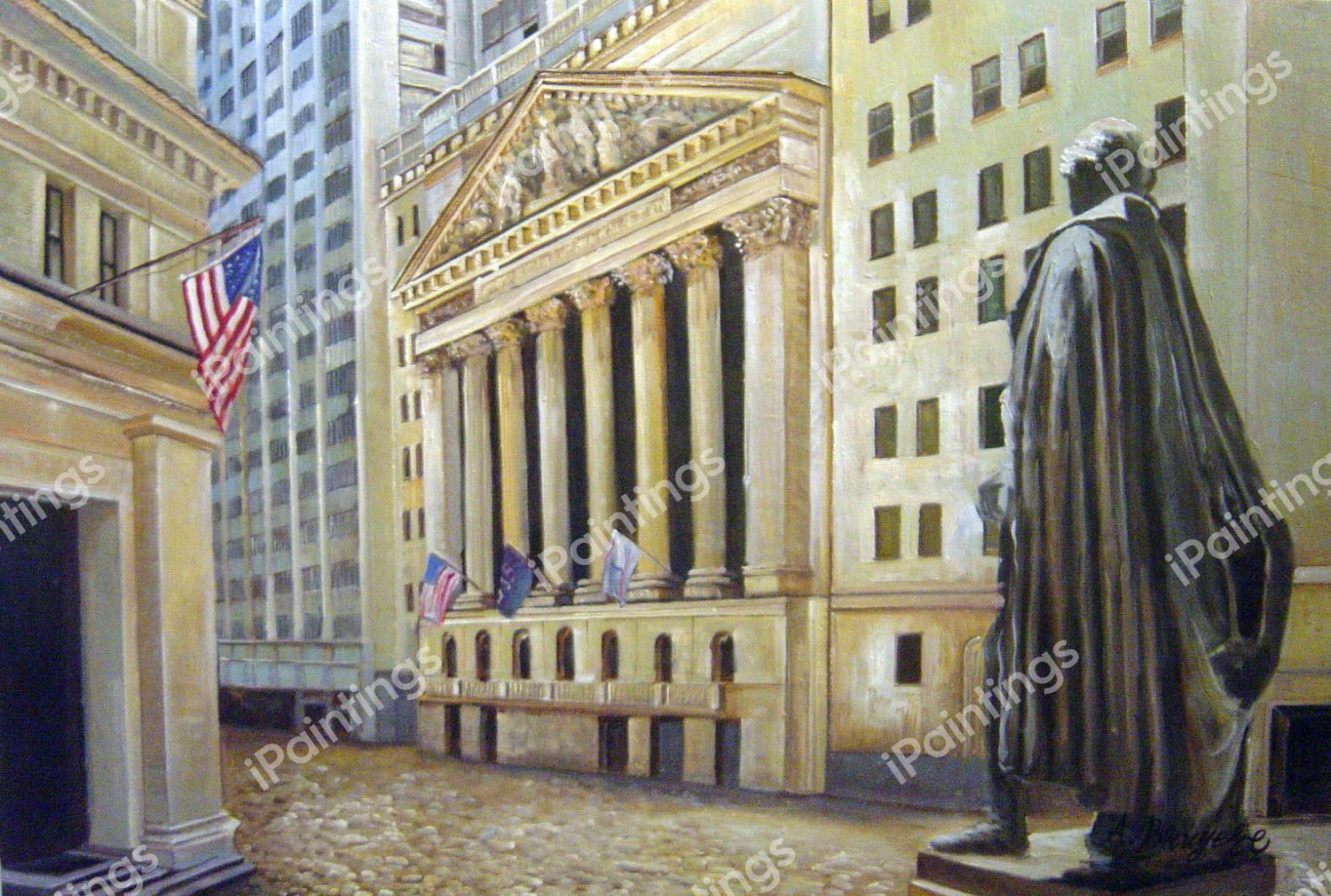 Wall Street On A Quiet Sunday. The painting by Our Originals