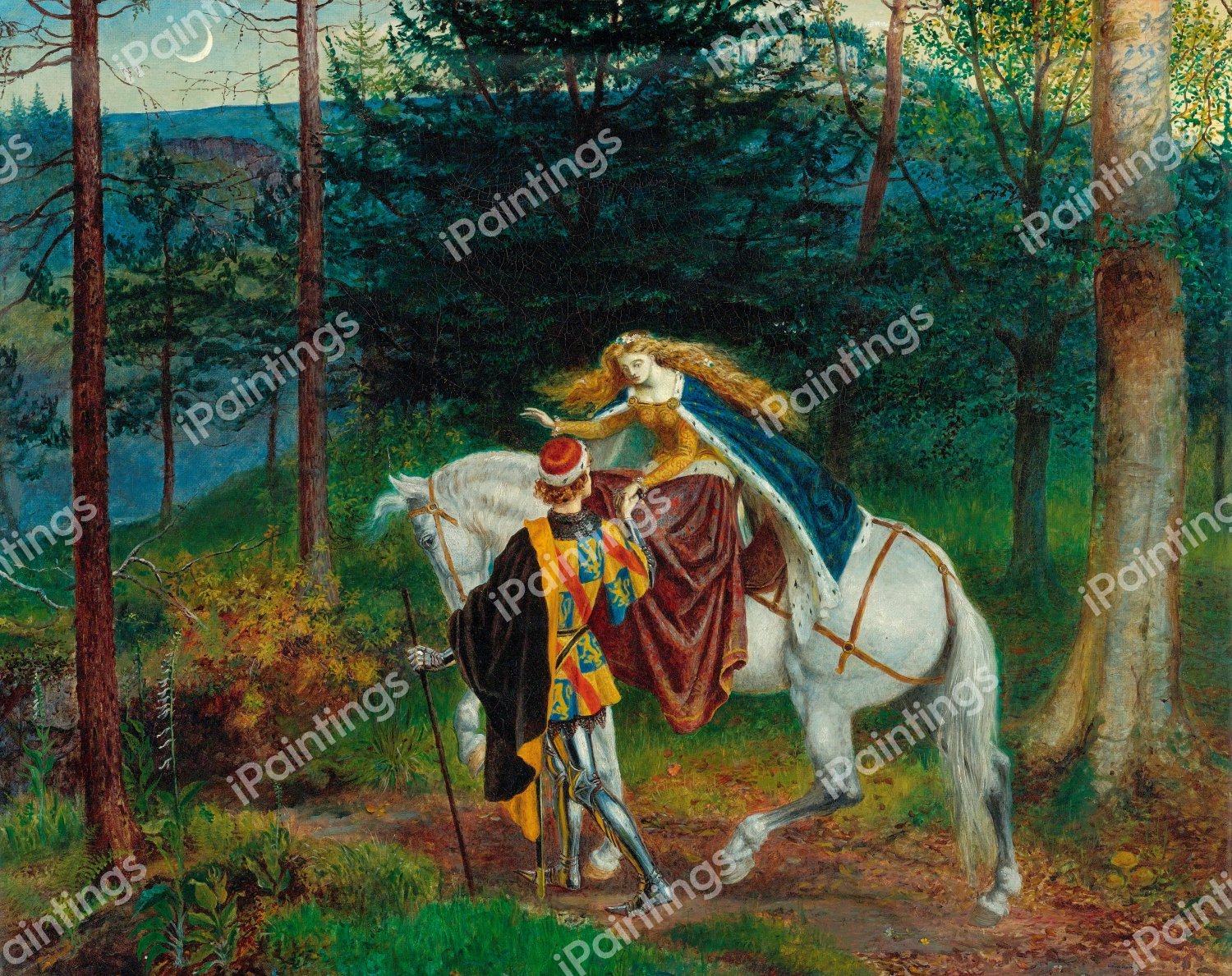 Escorting La Belle Dame Sans Merci. The painting by Walter Crane