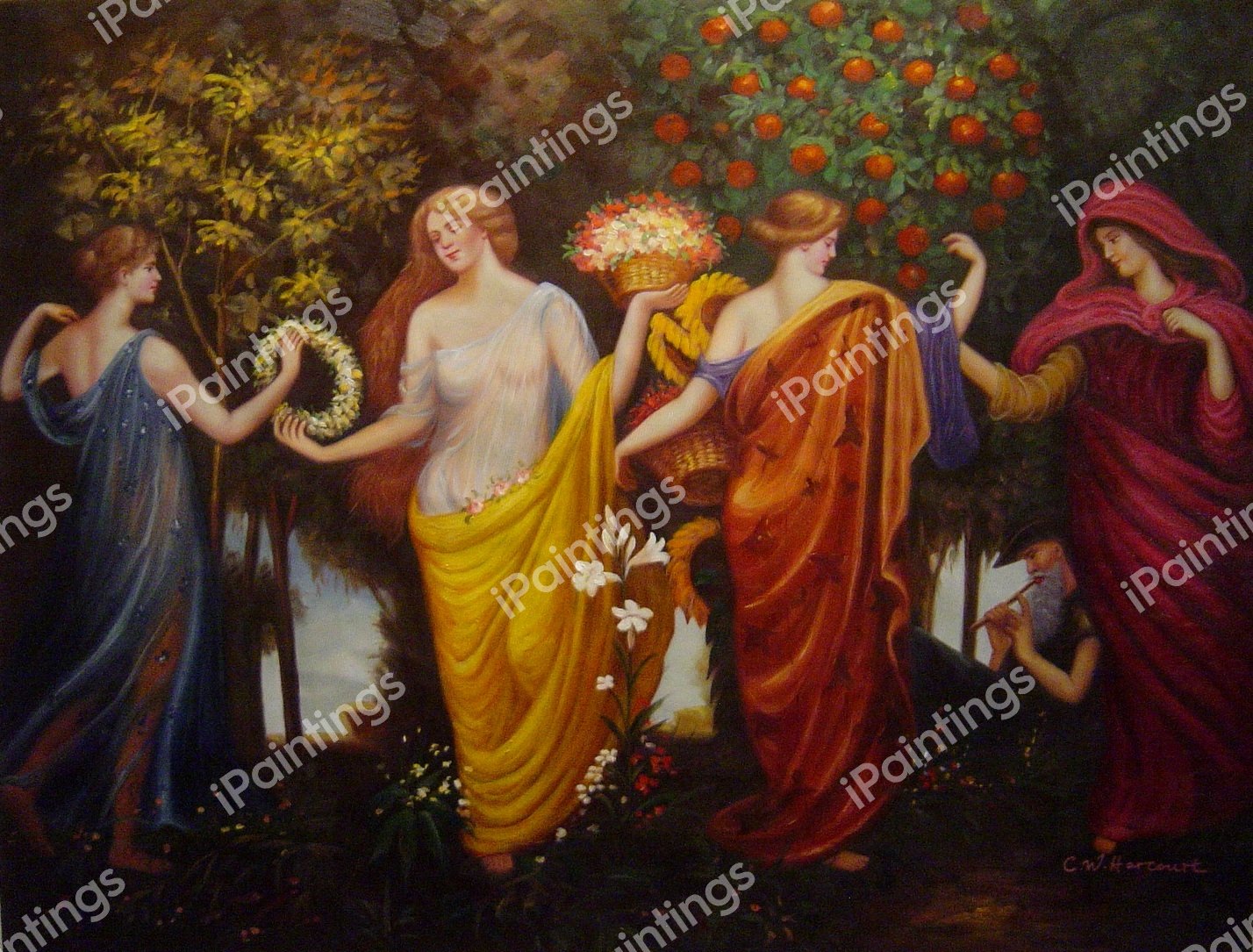 The Masque Of The Four Seasons. The painting by Walter Crane