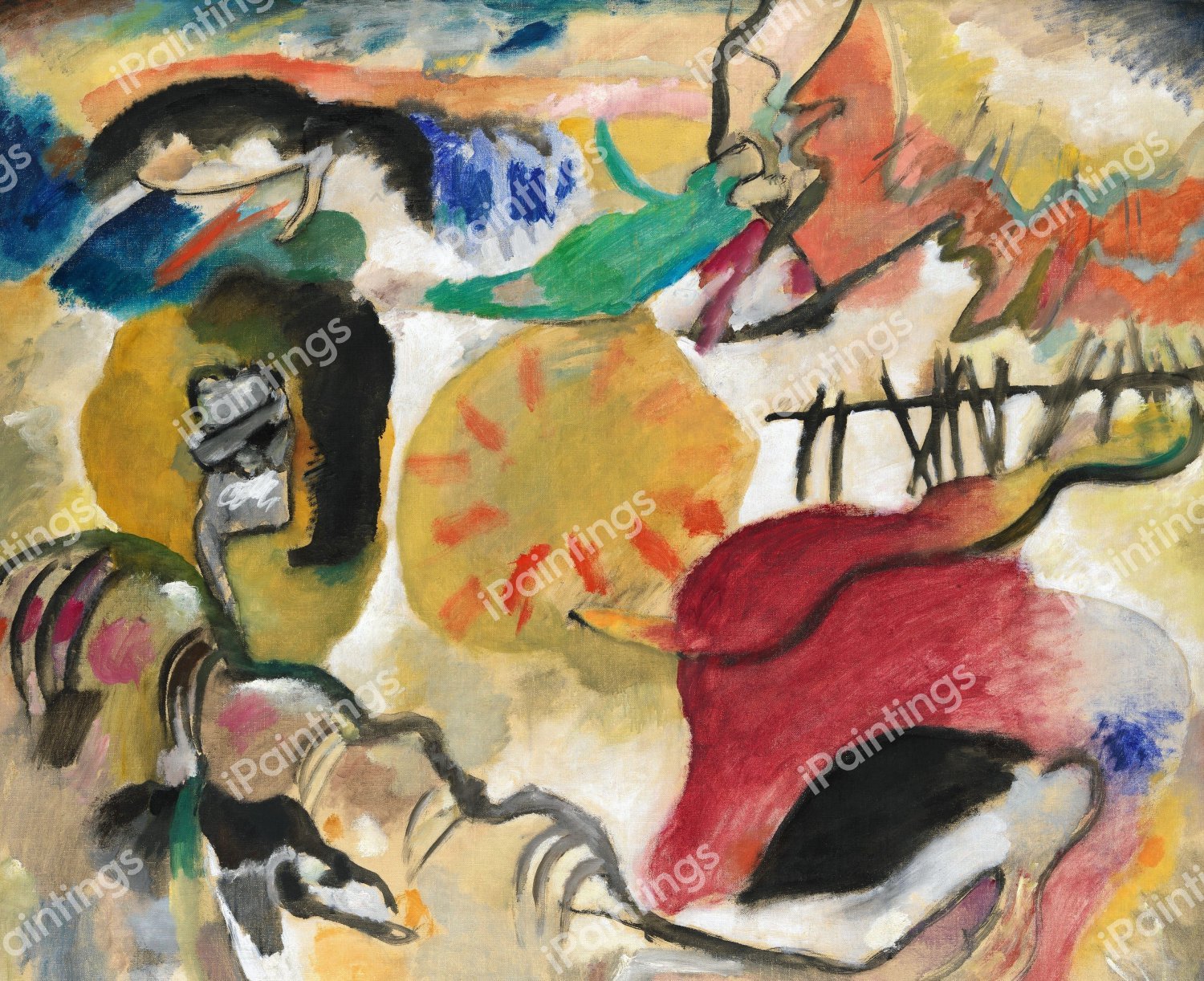 Improvisation 27 (Garden of Love II), 1912. The painting by Wassily Kandinsky