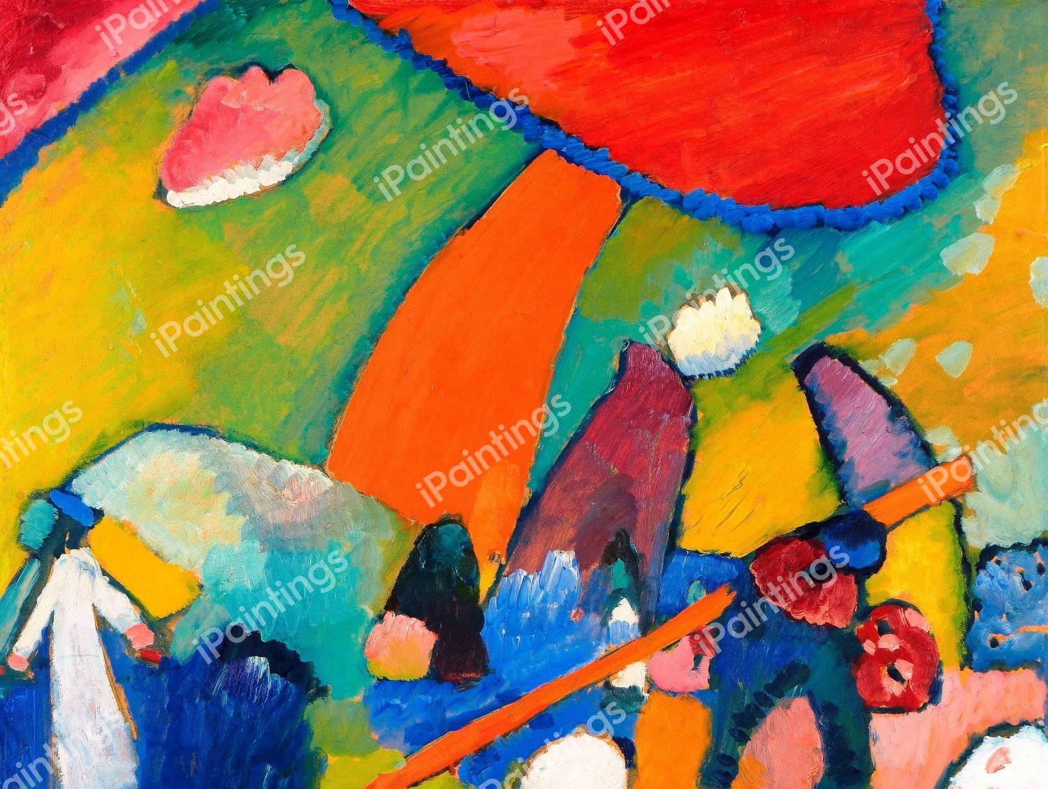 Strandszene, 1909. The painting by Wassily Kandinsky