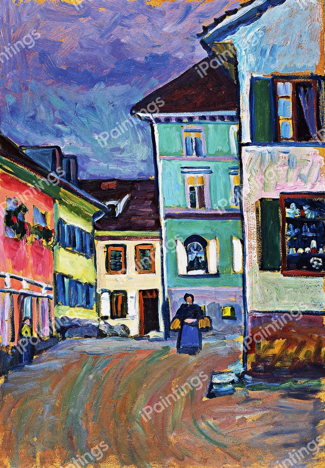 Top of the Johannisstrasse, 1908. The painting by Wassily Kandinsky