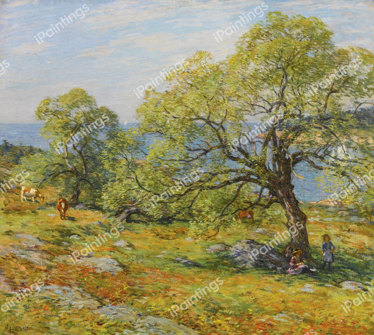 Seaside Pasture. The painting by Willard Leroy Metcalf