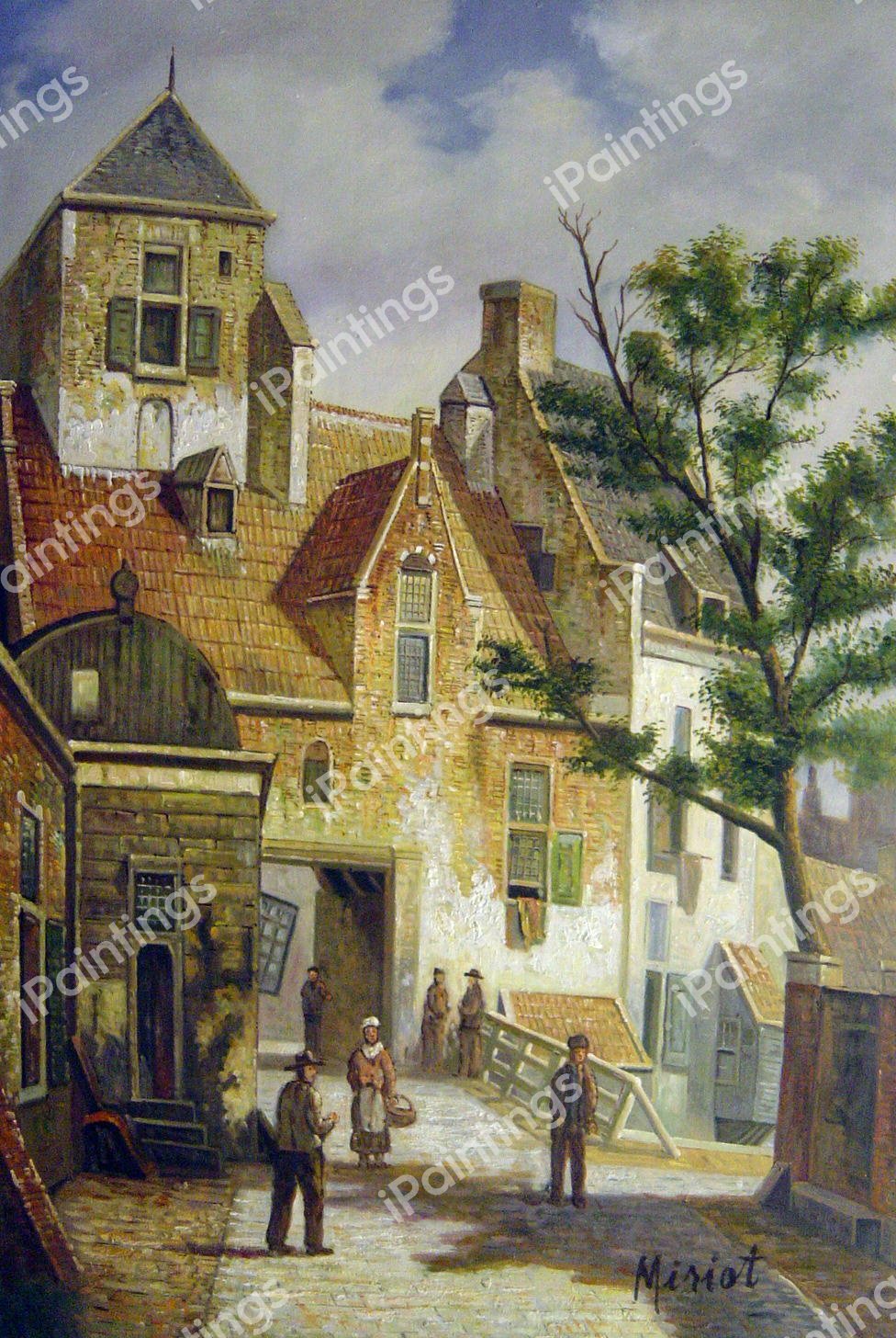 A Street Scene In Haarlem. The painting by Willem Koekkoek
