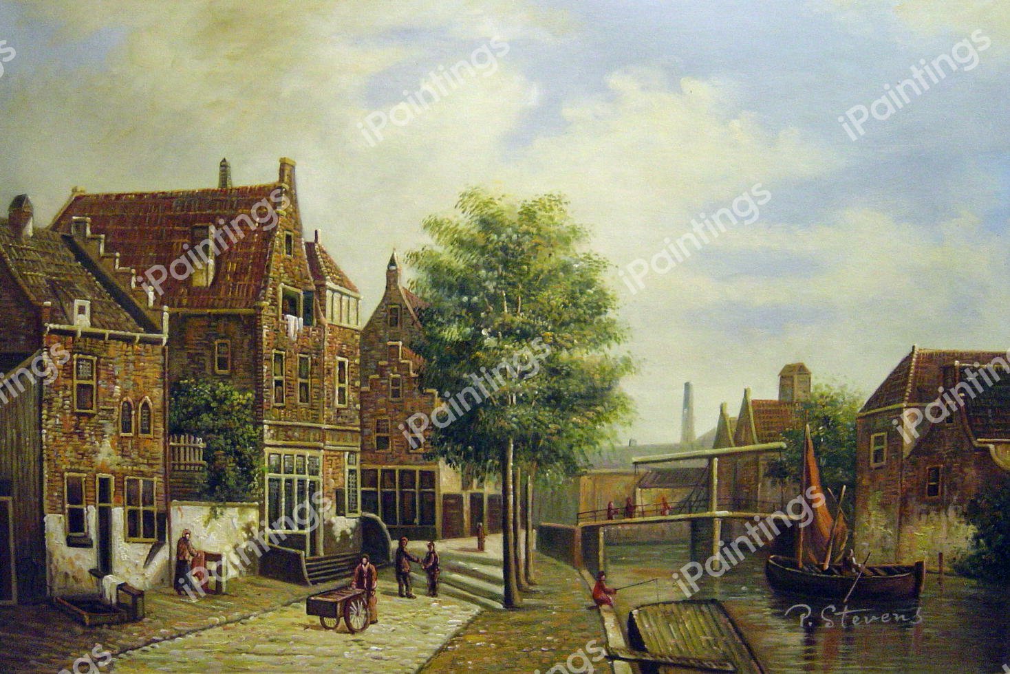 Along The Canal. The painting by Willem Koekkoek