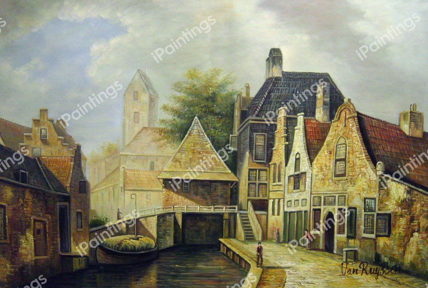 View Of Oudewater. The painting by Willem Koekkoek